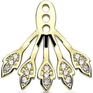 Attachment Earring Jacket Five Micro Paved Cubic Zirconia Leaves