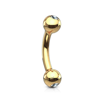 Solid Gold 14 Carat Eyebrow Piercing Ball Zirconia