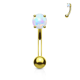 Solid Gold 14 Carat Eyebrow Piercing Ball Opal