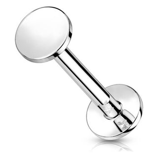 Solid Gold 14 Carat Labret Round Flat Push-In