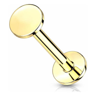 Solid Gold 14 Carat Labret Round Flat Push-In