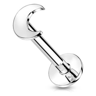 Solid Gold 14 Carat Labret Moon Flat Push-In