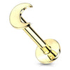 Solid Gold 14 Carat Labret Moon Flat Push-In
