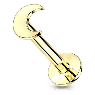 Solid Gold 14 Carat Labret Moon Flat Push-In