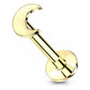 Solid Gold 14 Carat Labret Moon Flat Push-In