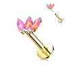 Solid Gold 14 Carat Labret Marquise 3 Opal Push-In