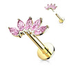 Solid Gold 14 Carat Labret Marquise 5 Zirconia Push-In