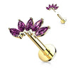 Solid Gold 14 Carat Labret Marquise 5 Zirconia Push-In