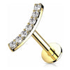 Solid Gold 14 Carat Labret Curved Bar Zirconia Push-In