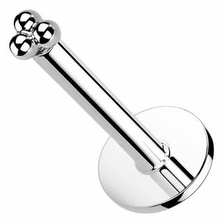 14 Karat Gold Labret Dräieck Kugel Gielgold Wäissgold Push-In
