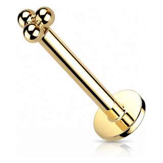 14 Karat Gold Labret Dräieck Kugel Gielgold Wäissgold Push-In