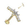 Solid Gold 14 Carat Labret Marquise Zirconia Push-In