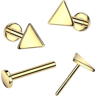Solid Gold 14 Carat Labret triangle nose piercing Push-In