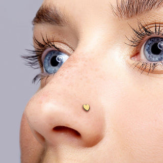 Solid Gold 14 Carat Labret heart nose piercing Push-In
