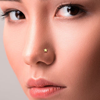 Solid Gold 14 Carat Labret star nose piercing Push-In