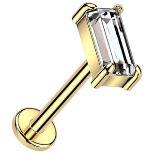 Or 14kt Labret zircone coupe de la baguette Enfoncer