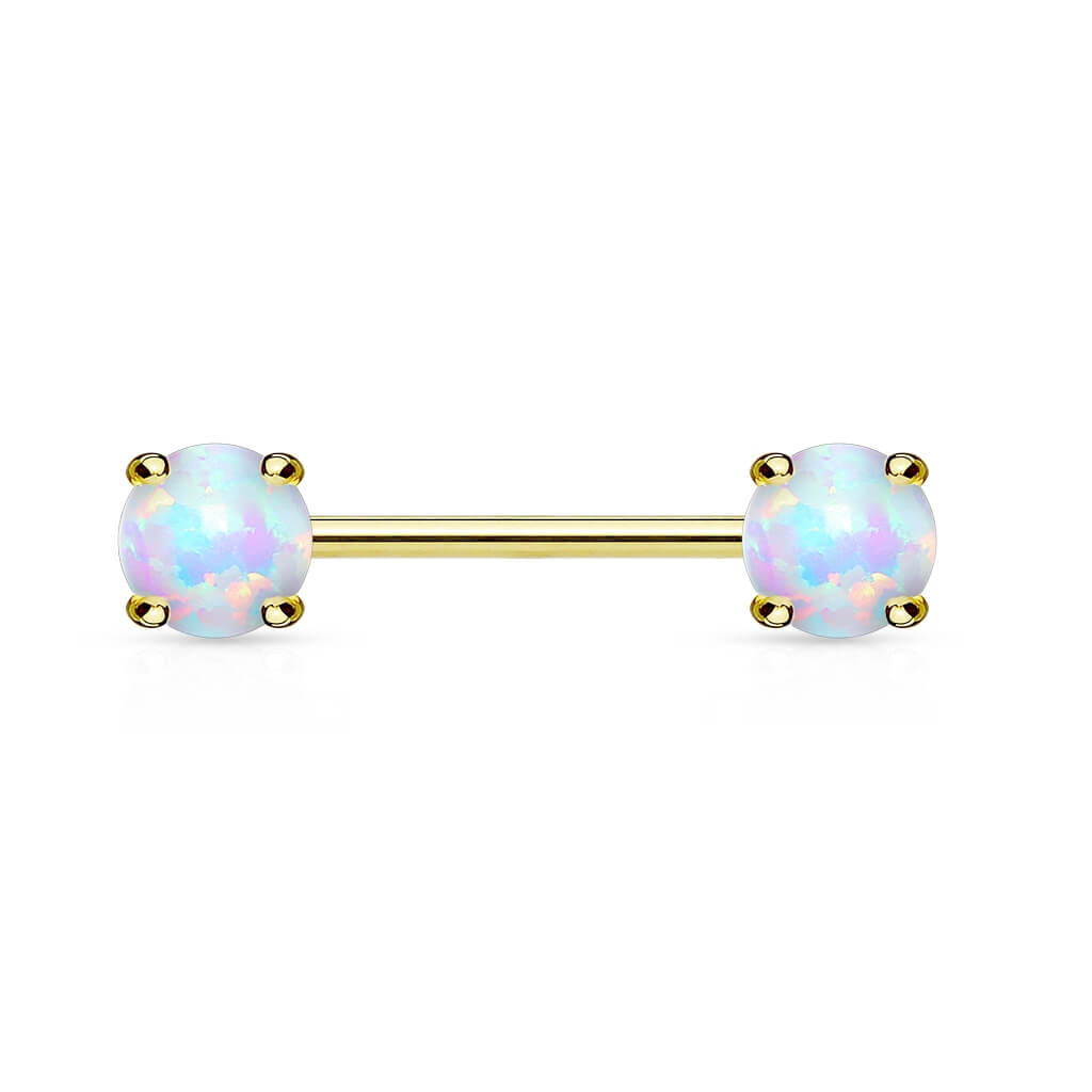 Solid Gold 14 Carat Nipple Piercing Opal