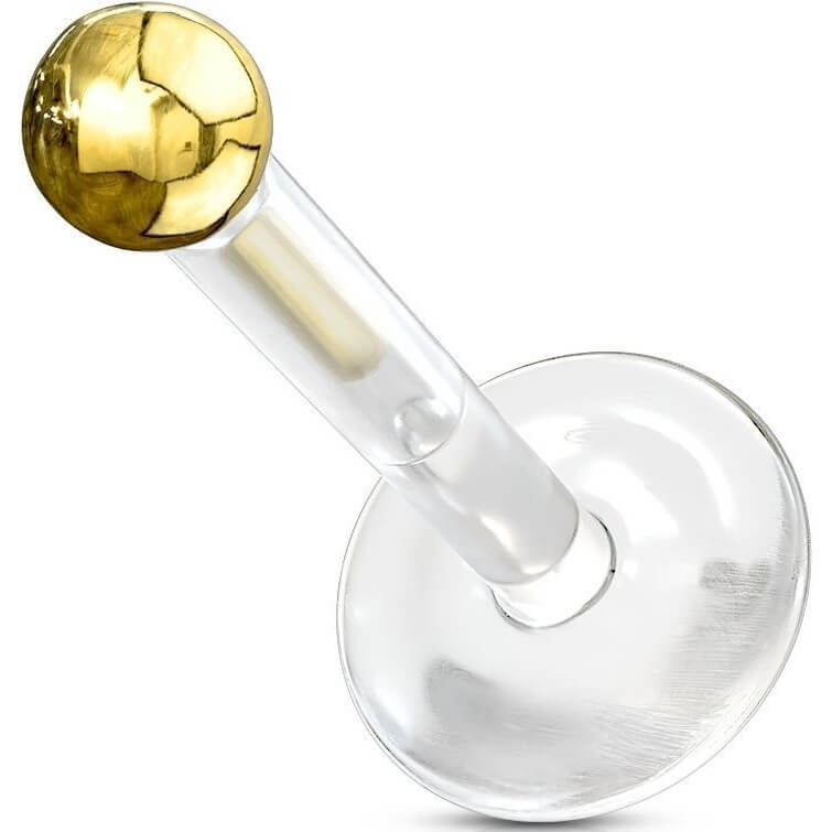 Solid Gold 14 Carat Labret Ball Push-In