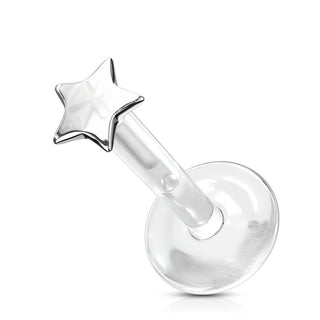 Solid Gold 14 Carat Labret Star Flat Push-In