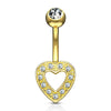 Solid Gold 14 Carat Belly Button Piercing Heart Zirconia