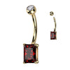 Solid Gold 14 Carat Belly Button Piercing Zirconia Square