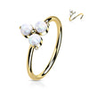 Solid Gold 14 Carat Ring Flower Zirconia Bendable