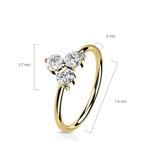 Solid Gold 14 Carat Ring Flower Zirconia Bendable
