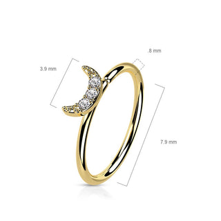 Solid Gold 14 Carat Ring Moon Zirconia Bendable