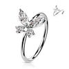 Solid Gold 14 Carat Ring Butterfly Zirconia Bendable