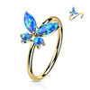 Solid Gold 14 Carat Ring Butterfly Zirconia Bendable