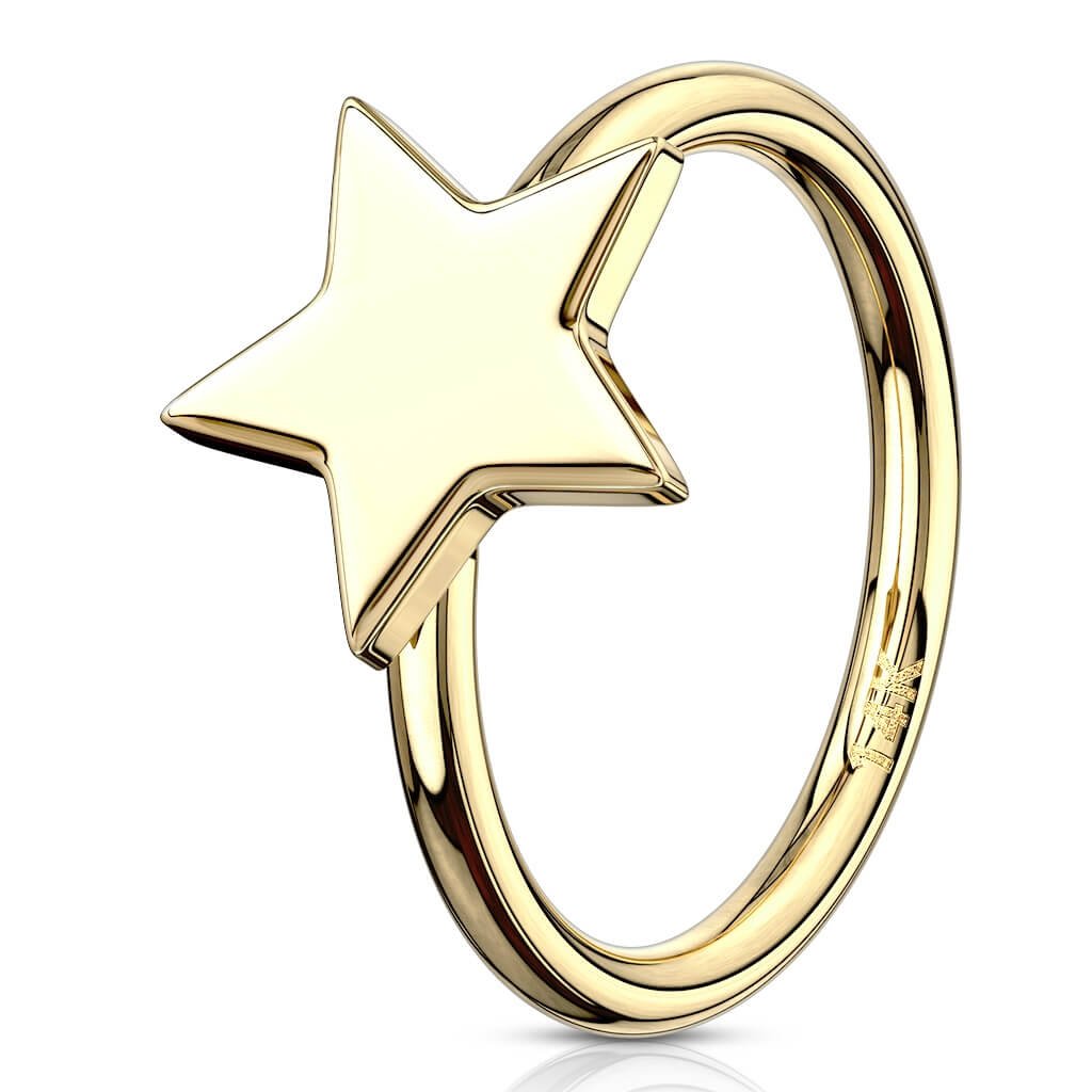 Solid Gold 14 Carat Ring Star Bendable