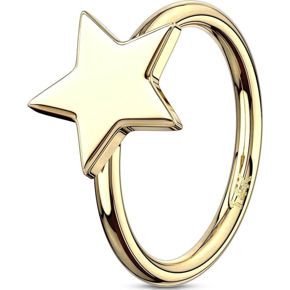 Solid Gold 14 Carat Ring Star Bendable
