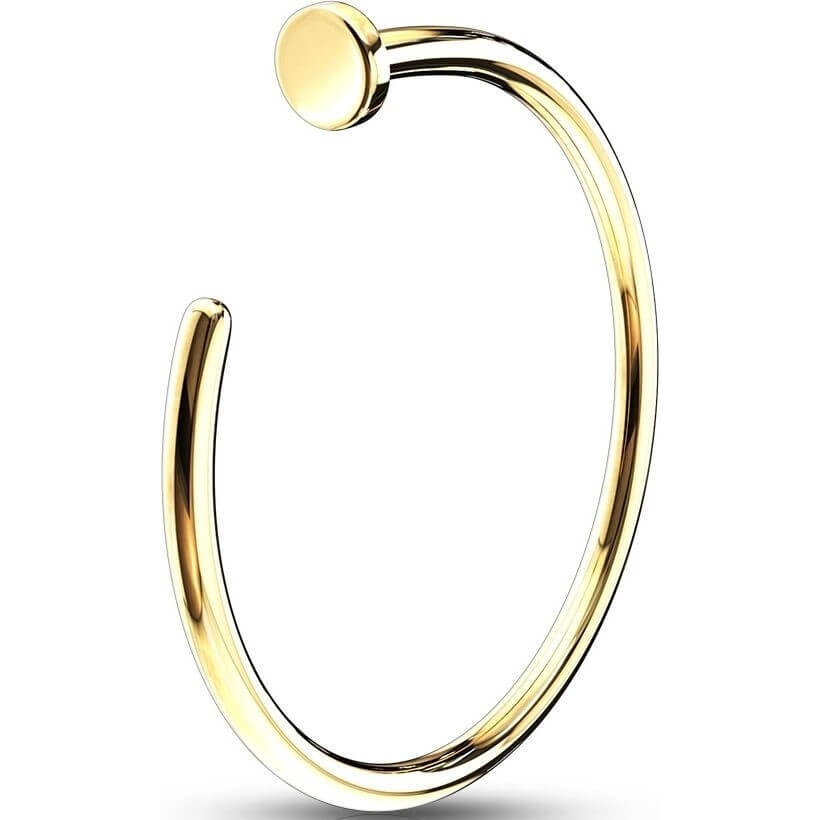 Solid Gold 14 Carat Nose Hoop Half Hoop Ring
