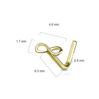 Solid Gold 14 Carat Nose L-Shape infinity