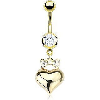 Belly Button Piercing Heart dangle Zirconia Gold