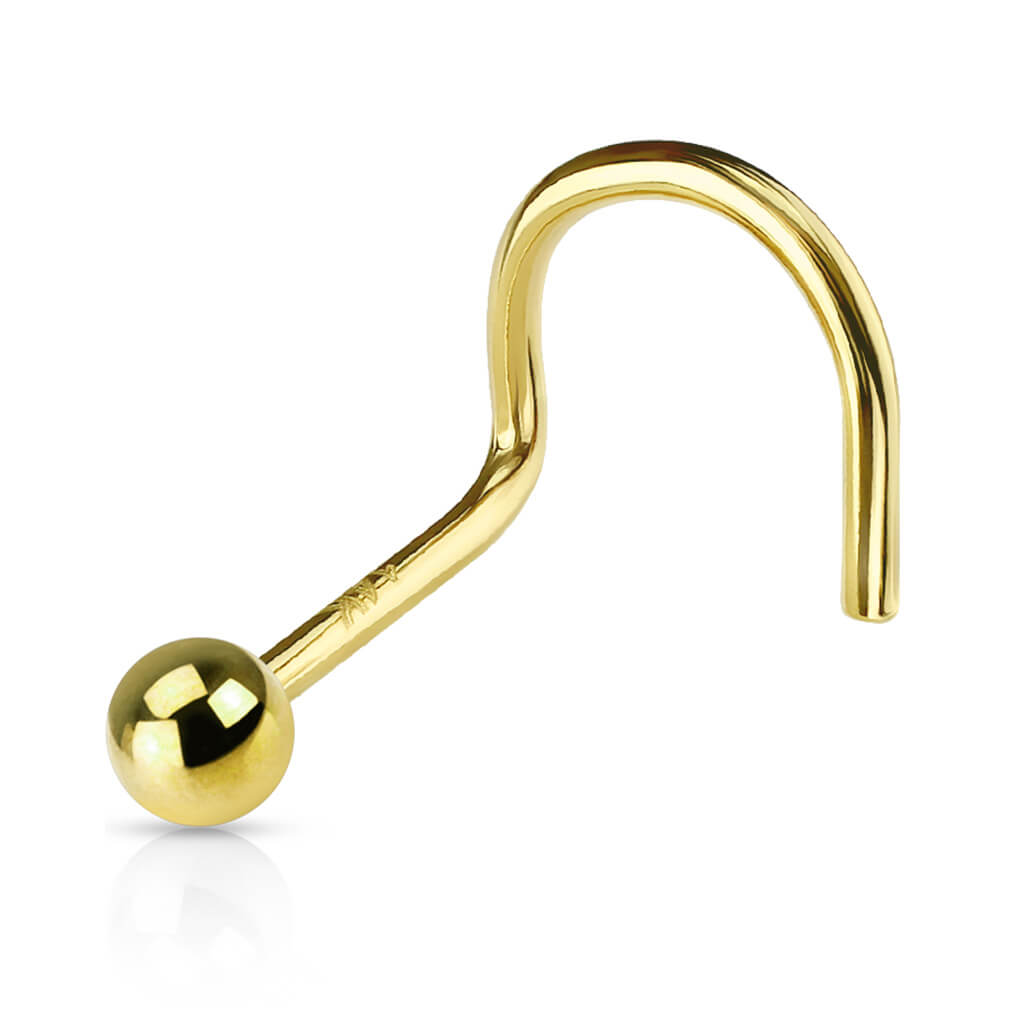 Solid Gold 14 Carat Nose Screw Ball