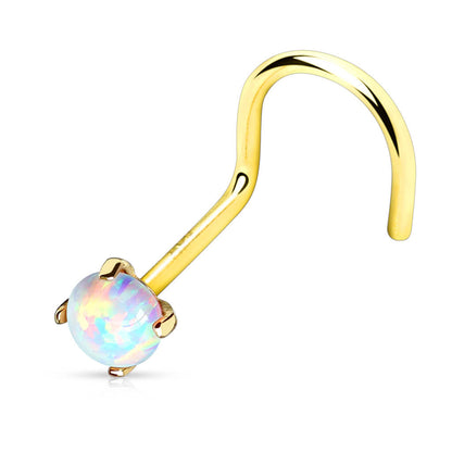Solid Gold 14 Carat Nose Screw Opal