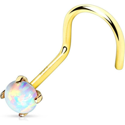 Solid Gold 14 Carat Nose Screw Opal