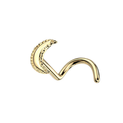 Solid Gold 14 Carat Nose Screw Moon