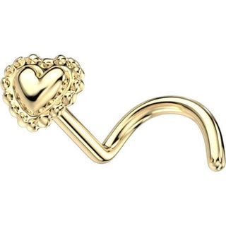 Solid Gold 14 Carat Nose Screw Heart