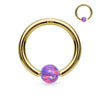 Solid Gold 14 Carat Ring sphere Opal Captive Bead