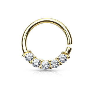 Solid Gold 14 Carat Ring 5 Zirconia Bendable