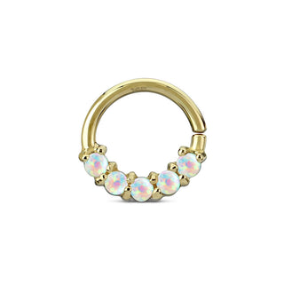 Solid Gold 14 Carat Ring 5 Opal Bendable