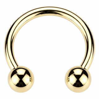 Solid Gold 14 Carat Horseshoe Double Ball Ends Internally Threaded
