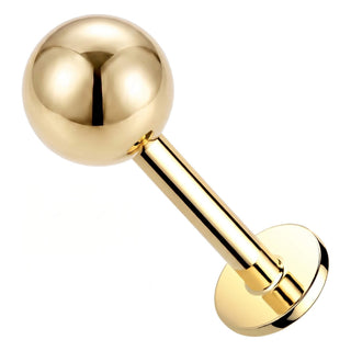 Solid Gold 14 Carat Labret Round Sphere Shape Internally Threaded
