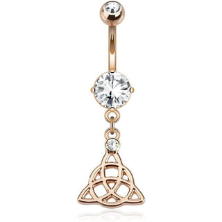 Belly Button Piercing Celtic knot dangle Zirconia rose