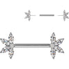 Nipple Piercing fan zirconia marquise cut Push-In