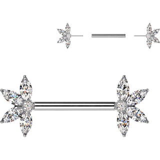 Nipple Piercing fan zirconia marquise cut Push-In