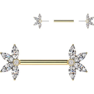 Nipple Piercing fan zirconia marquise cut Push-In