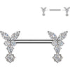 Nipple Piercing butterfly zirconia dangle Push-In
